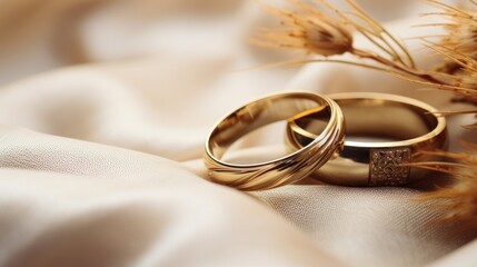 wedding rings on romantic background