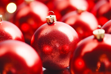 Close up red Christmas balls for Christmas background