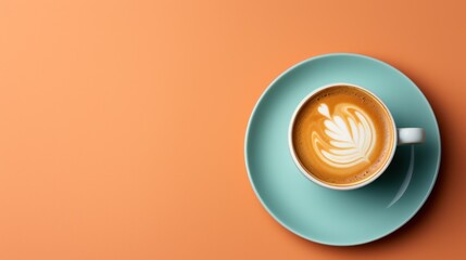 cup of coffee in the style of minimalist backgrounds - obrazy, fototapety, plakaty