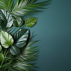 Fototapeta na wymiar tropical leaves with copy space