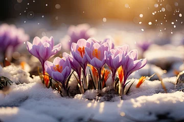  Crocuses blooming on the snow © nnattalli