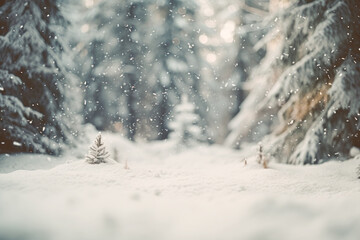 Winter snow christmas trees