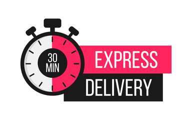 Express Delivery. Stopwatch. Online express delivery service, online order tracking. Vector illustration