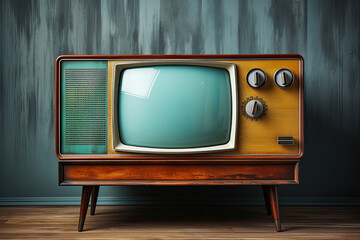 vintage television with wooden legs