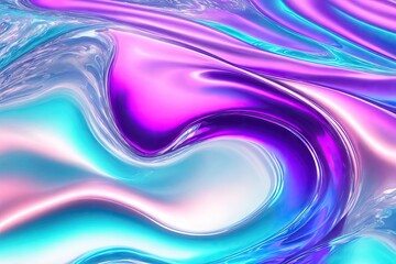 Holographic fluid water stream glossy reflection background. ai generative