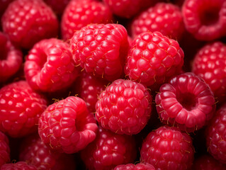 Raspberry background, close up photo of raspberries