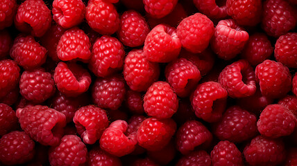Raspberry background, fresh ripe raspberries