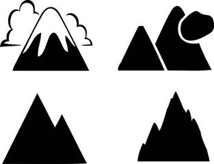 mountain, set of blue rocky mountain silhouette. bundle vector.