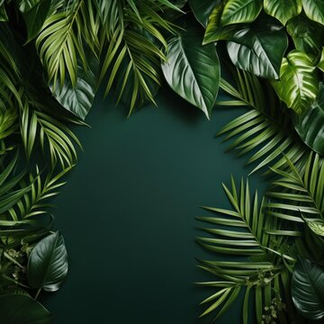 tropical leaves with copy space