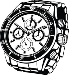 Luxury Watch Logo Monochrome Design Style - obrazy, fototapety, plakaty