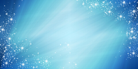 Niebieskie, zimowe tło gradientowe w gwiazdy. Kolorowa ilustracja do projektu, oryginalny wzór z miejscem na tekst - obrazy, fototapety, plakaty