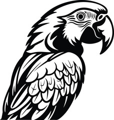 Macaw Parrot Style Logo Monochrome Design Style