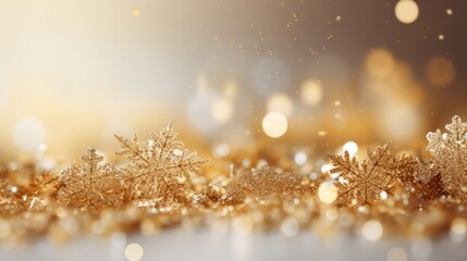 Fototapeta na wymiar gold snowflakes with copy space