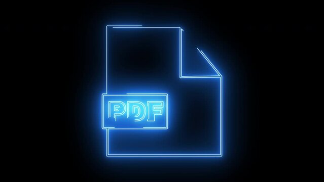 Animated PDF file icon with neon saber effect