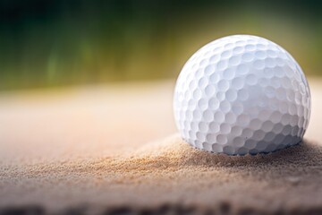 golf ball in a sand close up