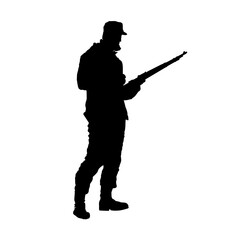 Silhouette of a hunter, hunting - vector illustration