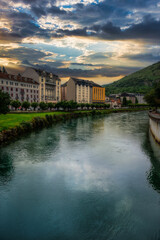 Obraz premium Lourdes is a city in southwestern France, in the foothills of the Pyrenees. It is known throughout the world for the Shrines of Our Lady of Lourdes, an important Catholic pilgrimage site.