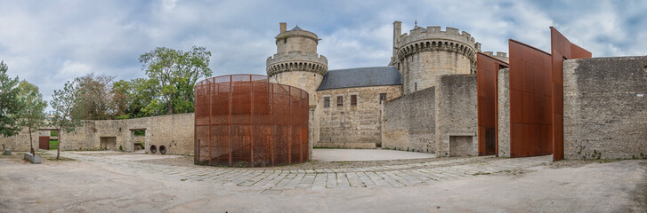 Alençon, France - 10 14 2023: View of the ramparts of the Castle of the Dukes of Alençon.