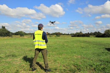 Drone pilot during unmanned aerial vehicle training.