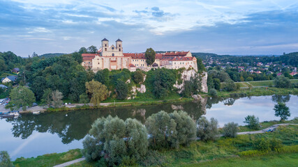 Fototapeta na wymiar View from the drone of the Tyniec Abbey and the Vistula River. Poland