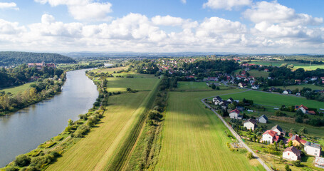 Fototapeta na wymiar View from the drone of the Tyniec Abbey and the Vistula River. Poland