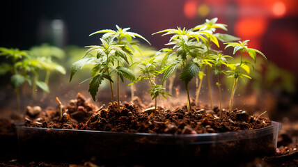 growing cannabis plant, cannabis in indoor cultivation. - obrazy, fototapety, plakaty
