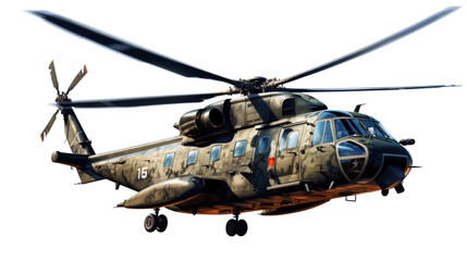 military helicopter isolated on transparent background - obrazy, fototapety, plakaty