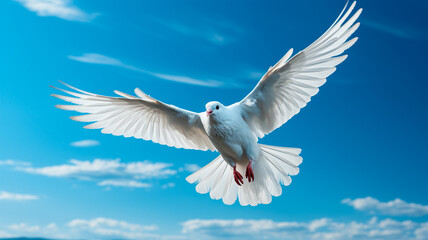 Obraz premium white dove flying in sky