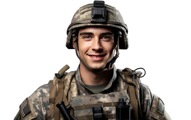 Realistic Closeup of an Army Man's Smile on a Clear Surface or PNG Transparent Background.