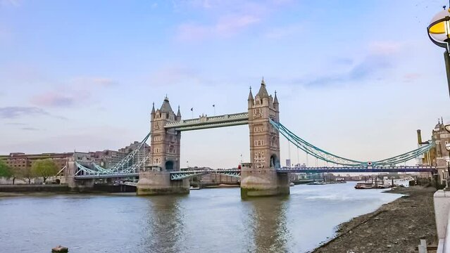 Tower Bridge of London. It is combined bascule and suspension bridge in London, built between 1886 and 1894. It crosses the River Thames close to the Tower of London