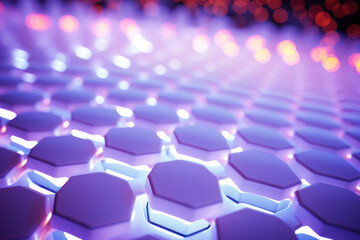 Fototapeta premium Abstract background, neon honeycombs. Purple honeycomb. AI generative.