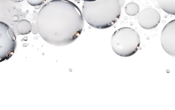 Realistic Closeup of Water Bubble Drops on a Clear Surface or PNG Transparent Background.