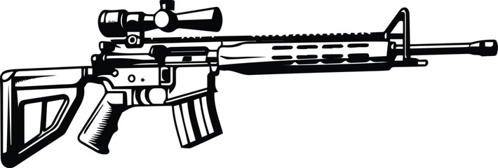 Modern Rifle Logo Monochrome Design Style - obrazy, fototapety, plakaty