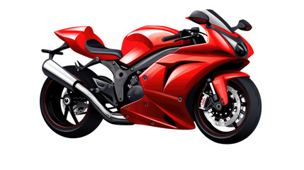 red motorcycle on transparent background 