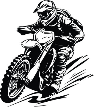 Motocross Logo Monochrome Design Style