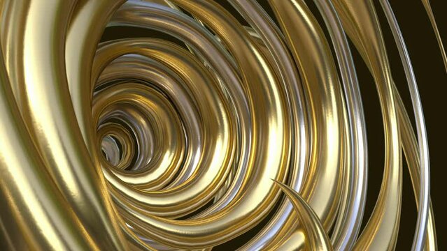 Gold Waves Loop 3D render 