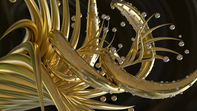 Gold Waves Loop 3D render 