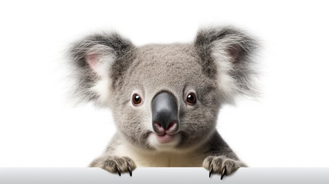 Funny little koala animal isolated white background. AI generated image