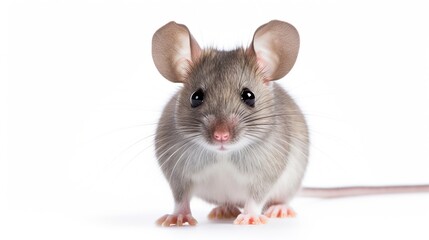 Grey mouse animal isolated white background. AI generated image