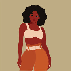 Stylish afro black woman in elegant art style vector