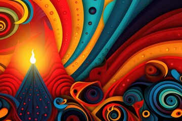 abstract background with burning candles and tribal ornament, Abstract colorful background for Kwanzaa,  an annual celebration of African-American culture