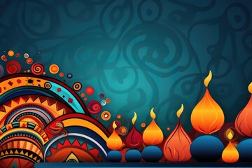 abstract background with burning candles and tribal ornament, Abstract colorful background for Kwanzaa,  an annual celebration of African-American culture