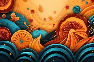 Autumn background with orange pumpkins and leaves. Abstract background for National Pumpkin Pie Day