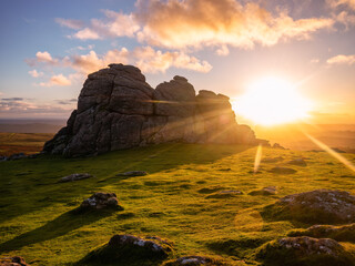 Haytor sunrise Dartmoor national park Devon England uk 