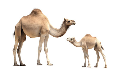 Camel Portrait of a Lovely Couple on a Clear Surface or PNG Transparent Background.