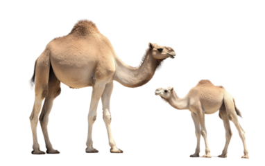 Camel Portrait of a Lovely Couple on a Clear Surface or PNG Transparent Background.