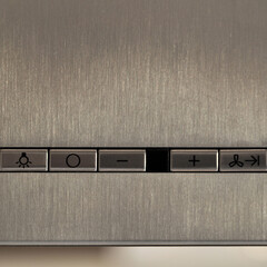 Modular stainless steel inox built-in hood above the cooker, buttons and keypad