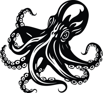 Octopus Tentacle Logo Monochrome Design Style