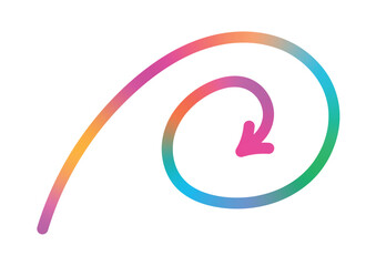 hand drawn spiral and arrow sign on white background