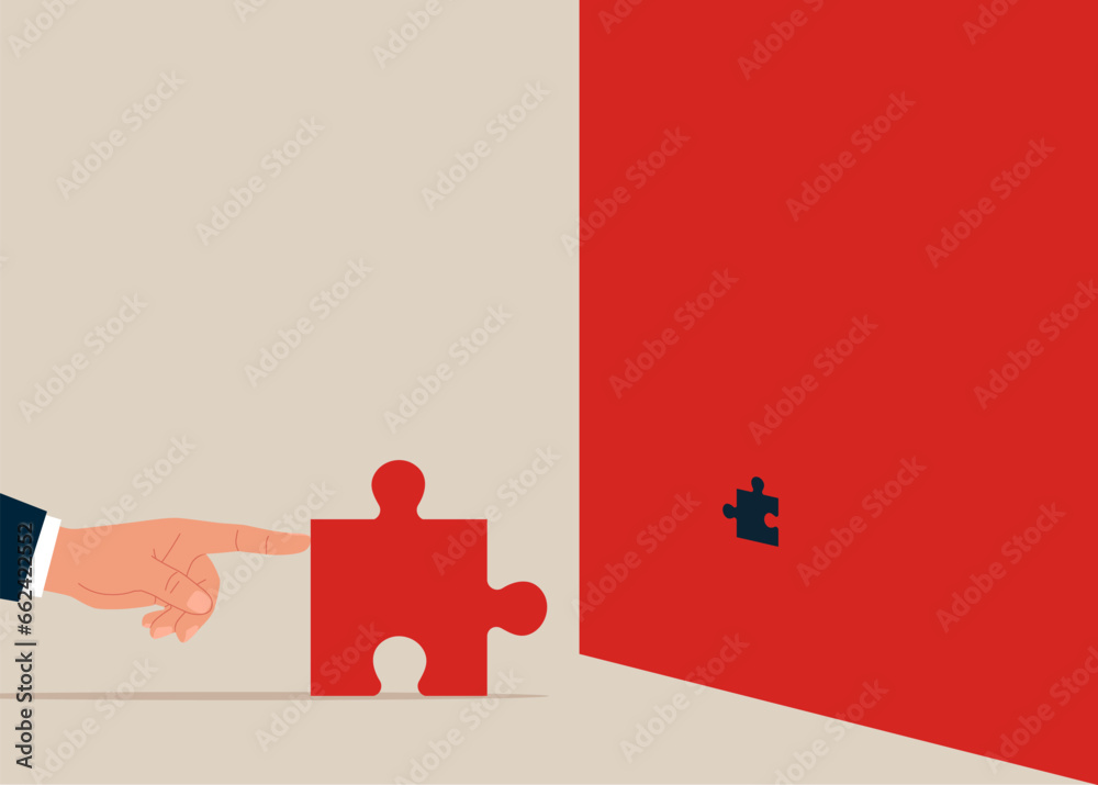 Wall mural insufficient size of jigsaw puzzle. problem challenge. flat vector illustration
